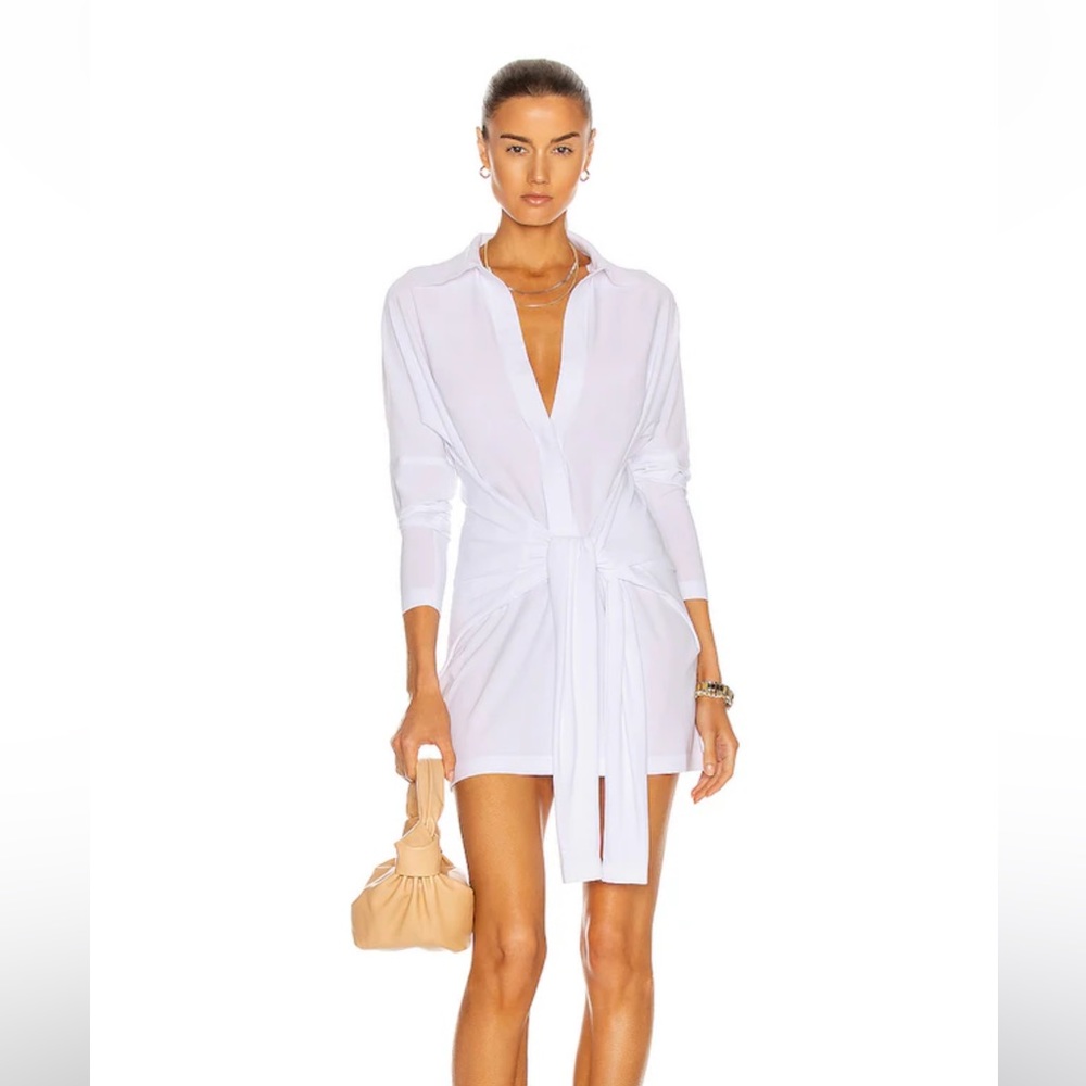 NORMA KAMALI Mini Tie Front NK Shirt Dress